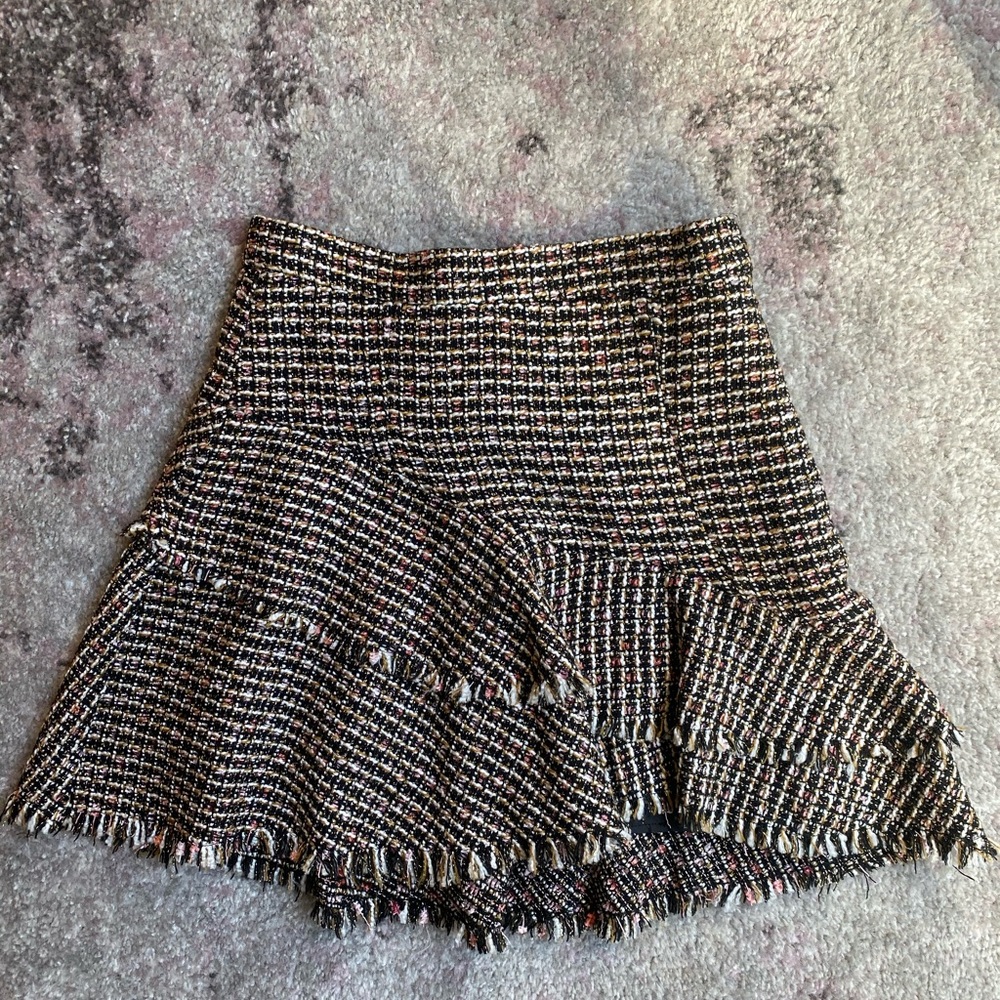 H&M TWEED FLOUNCE MINI SKIRT